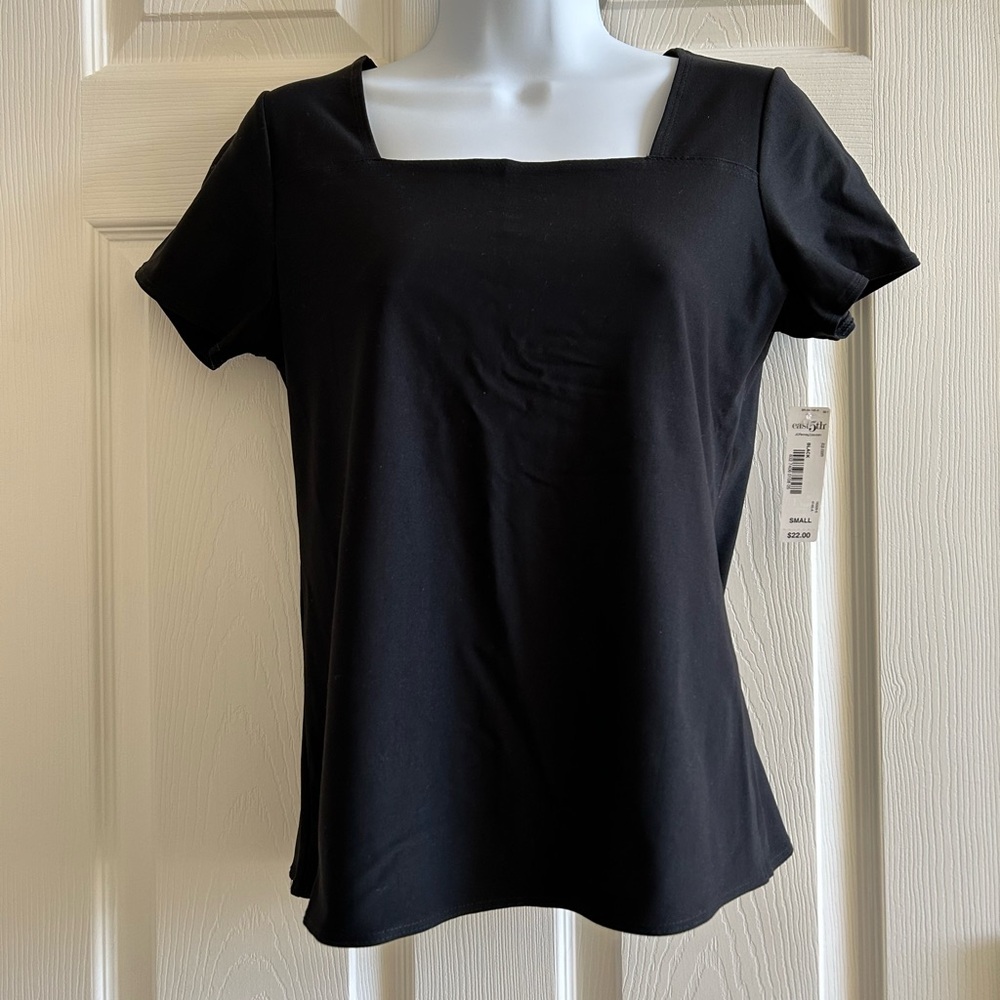 Black Nylon Stretch Blouse